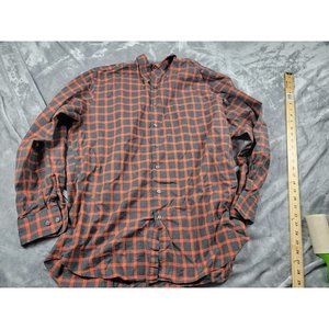 Scott‎ Barber Orange Shadow Plaid Long Sleeve Button Down Shirt Large